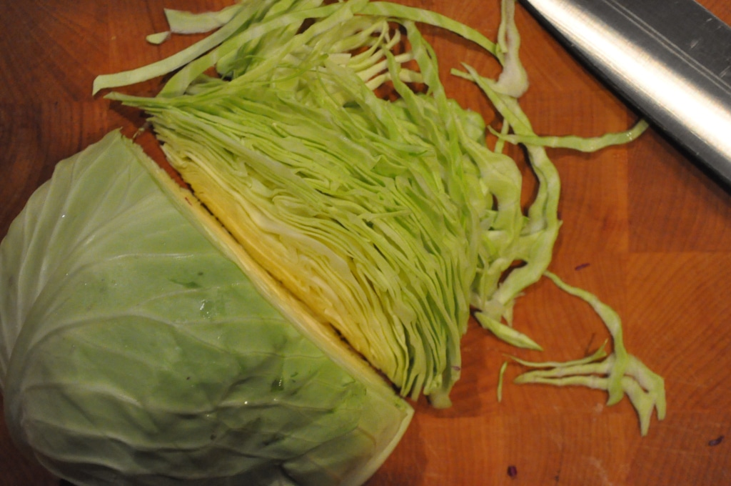 shredded green cabbage
