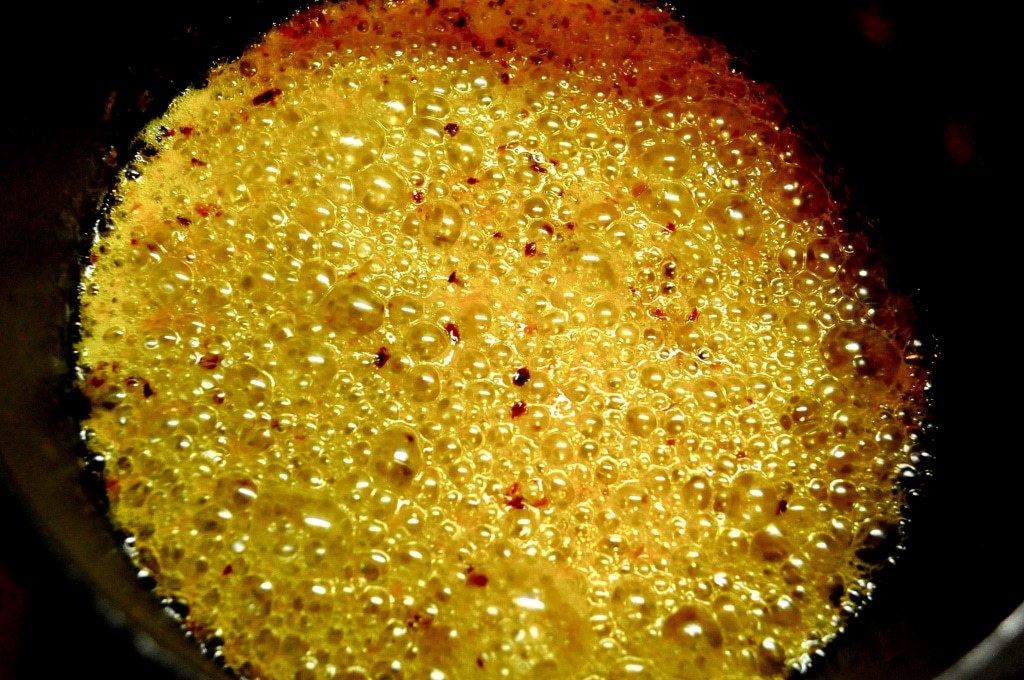 orange sauce cooking