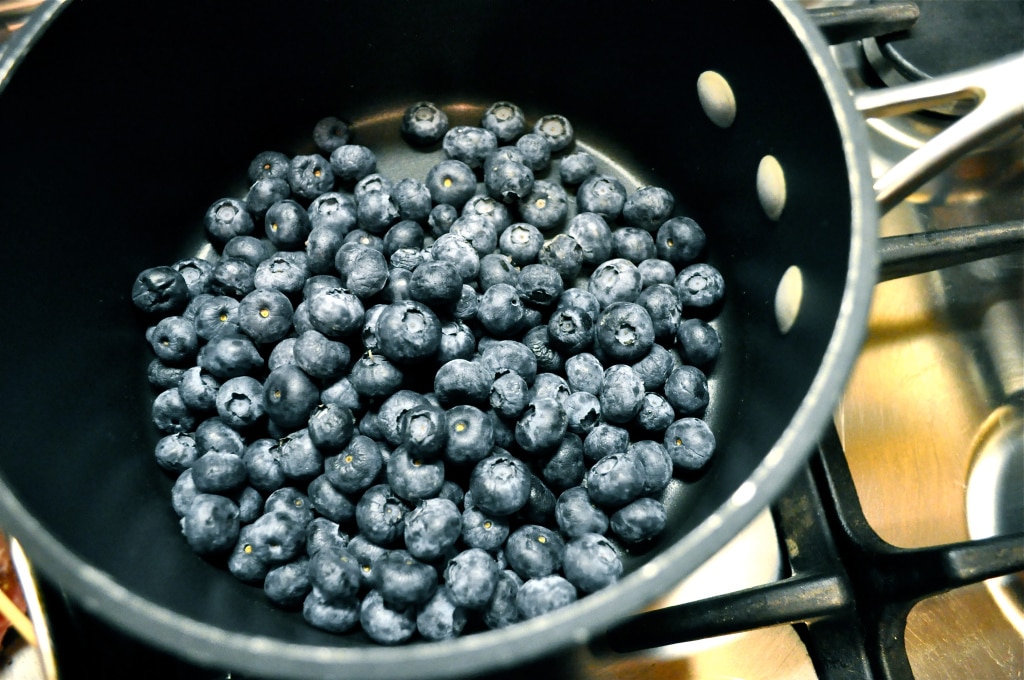 blueberries in a pot on the stove