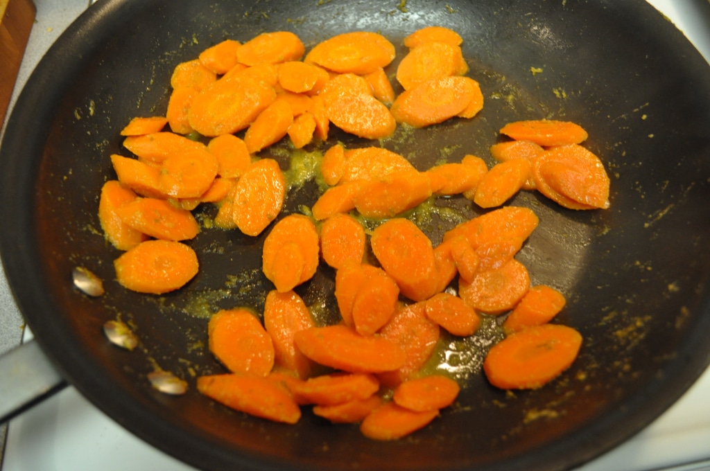 cumin lime carrots in a skillet