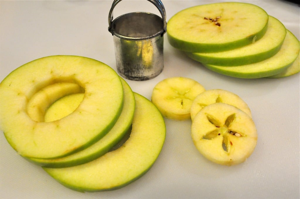 green apples cored