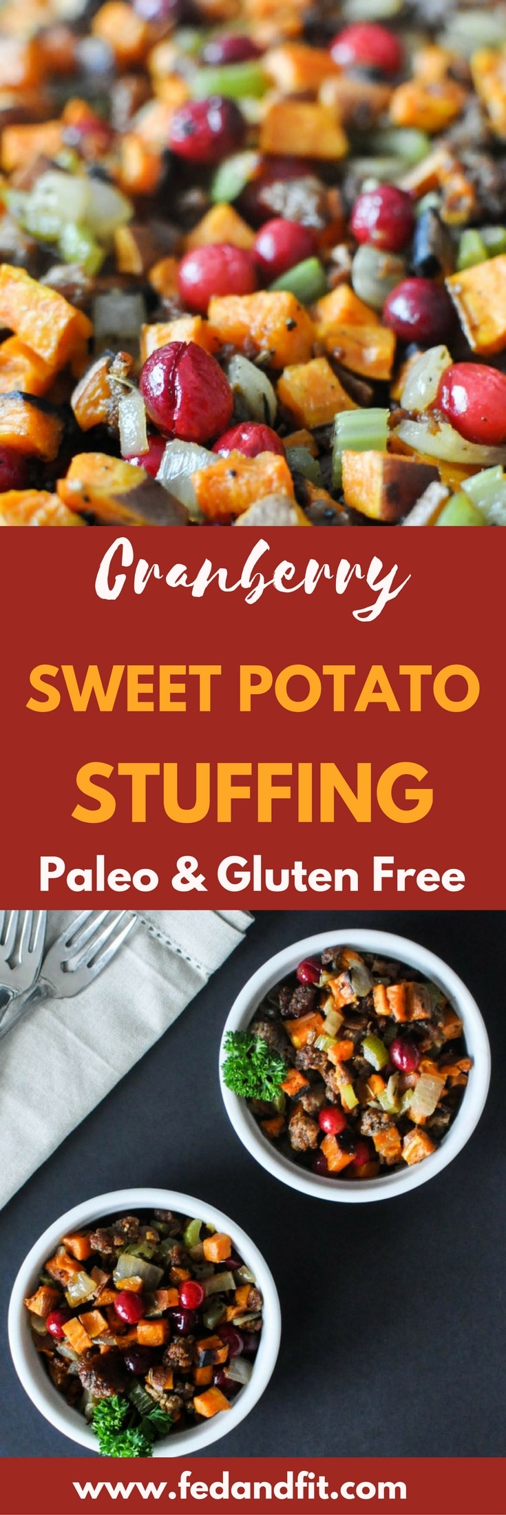 This cranberry sweet potato stuffing is the perfect Paleo addition to your table this Thanksgiving! 