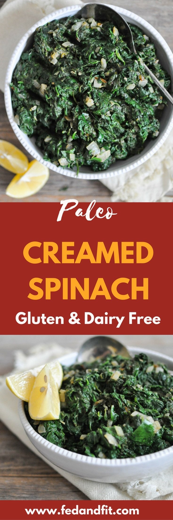 This creamed spinach recipe is easy, healthy, free of dairy and gluten, and totally Paleo-friendly!
