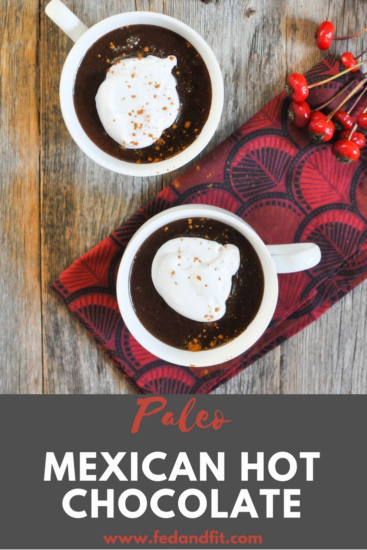 This Mexican hot chocolate is perfectly spiced and dairy and refined sugar-free! It is perfect for snuggling up with this winter.