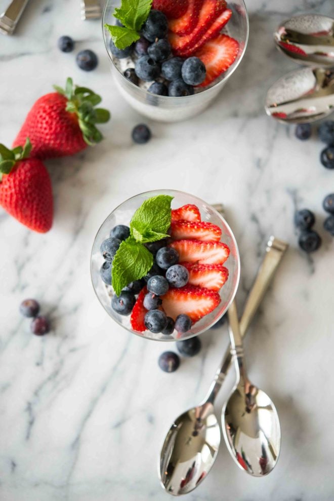 Red White and Blue Chia Puddings