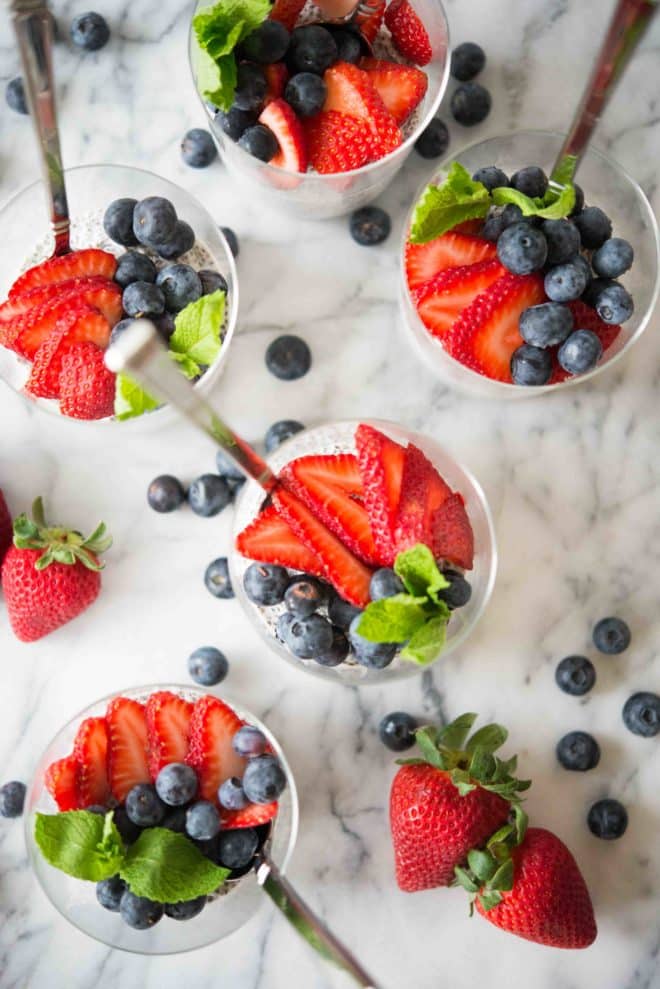 Red White and Blue Chia Puddings