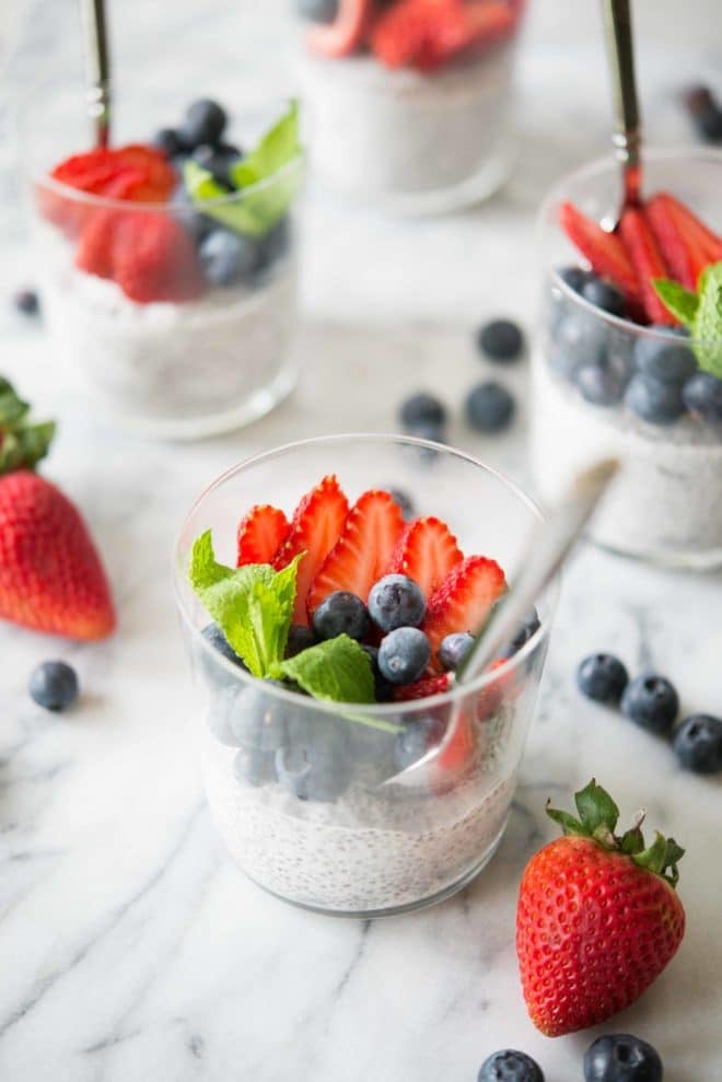 Red White and Blue Chia Puddings