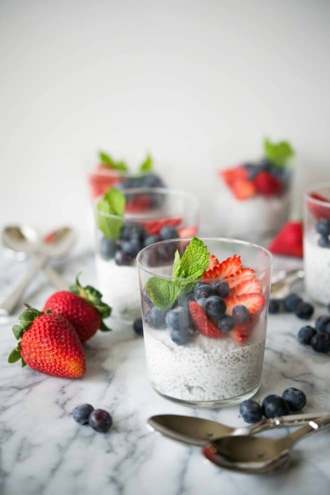 Red White and Blue Chia Puddings