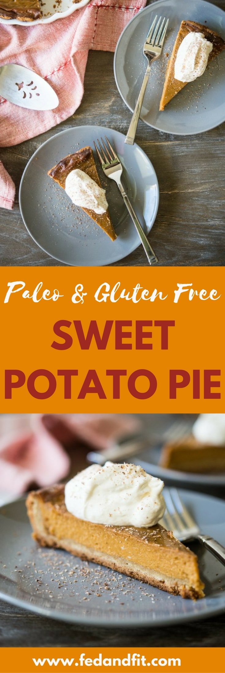 This Paleo sweet potato pie is a decadent, silky smooth pie made with a few sweet potatoes, plenty of butter, coconut sugar, vibrant spices, and coconut milk. It is the perfect gluten free pie for your Thanksgiving and Christmas celebrations!