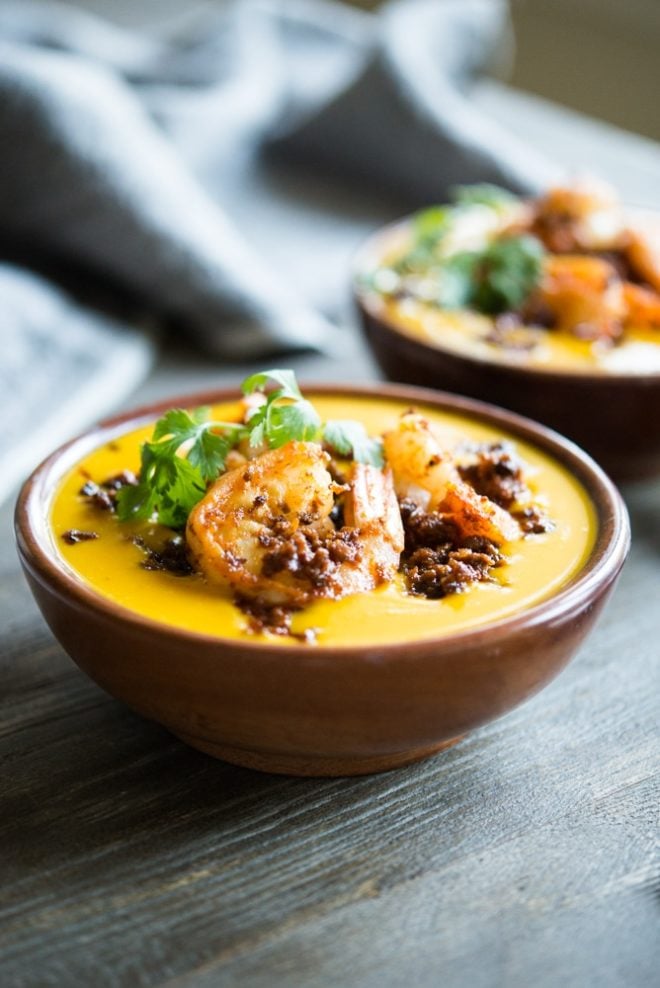 Chorizo Shrimp Kabocha Squash Soup