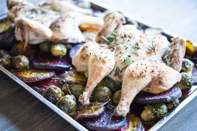 Spatchcock Hen Sheet Pan Dinner