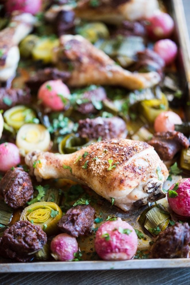 chicken chorizo sheet pan dinner