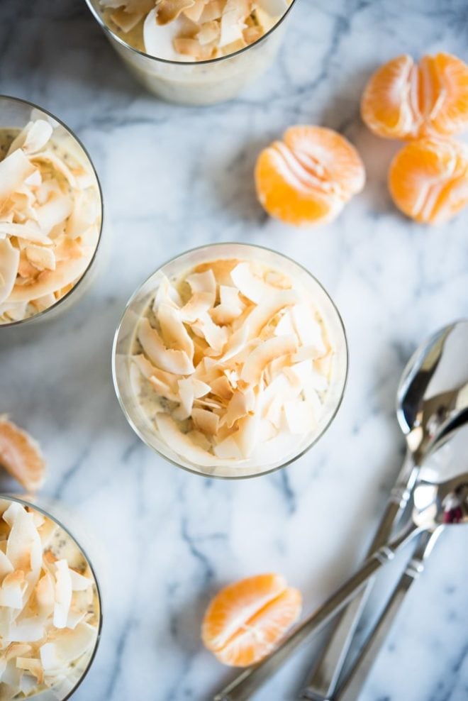 overhead view of Creamsicle Chia Pudding