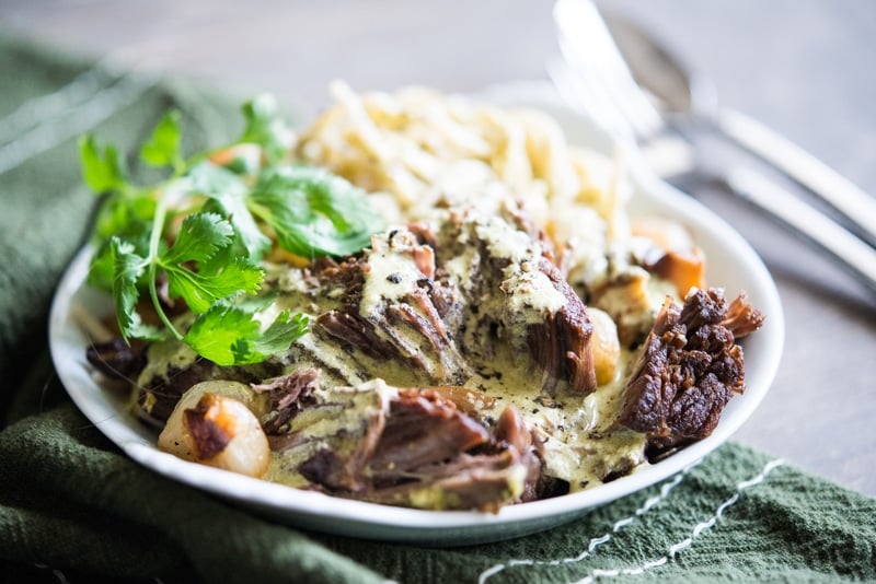 Pot Roast Pasta with Green Magic Sauce