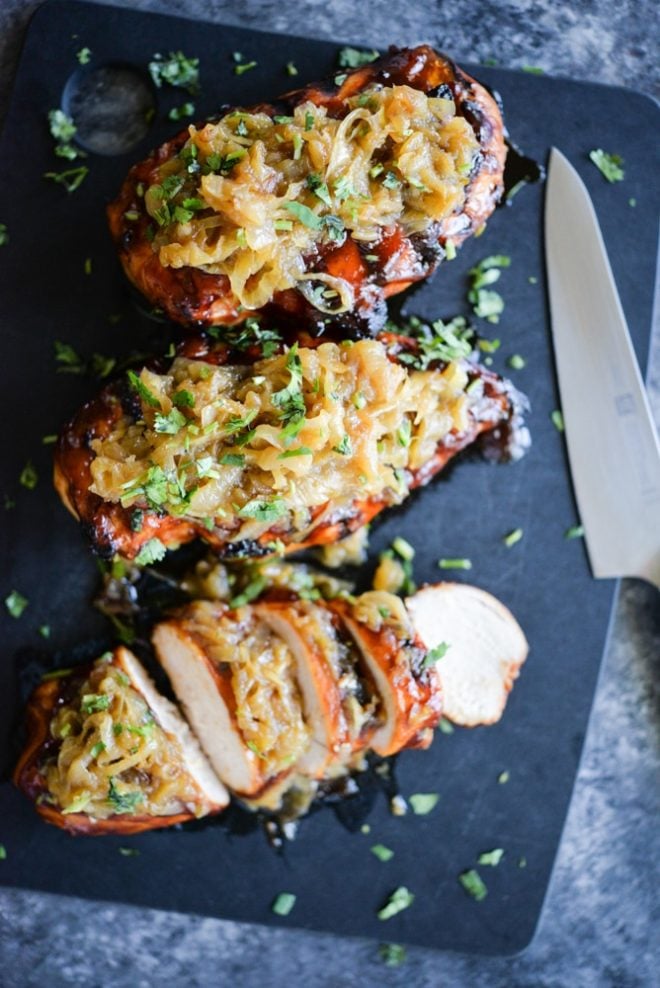 Smothered BBQ Chicken Breasts