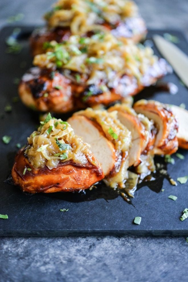 Smothered BBQ Chicken Breasts