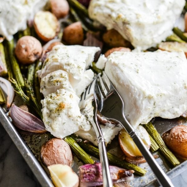 Baked Halibut Sheet Pan Dinner Fed & Fit