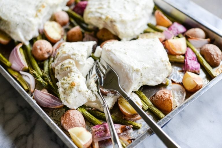 Baked Halibut Sheet Pan Dinner Fed & Fit