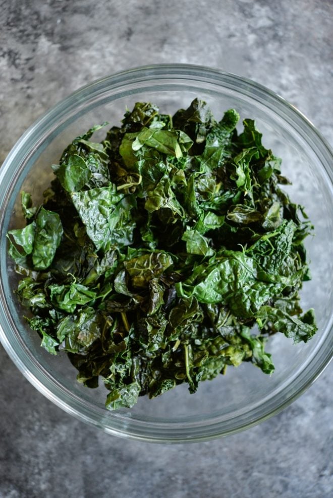 Sauteed kale in a bowl for meal prep