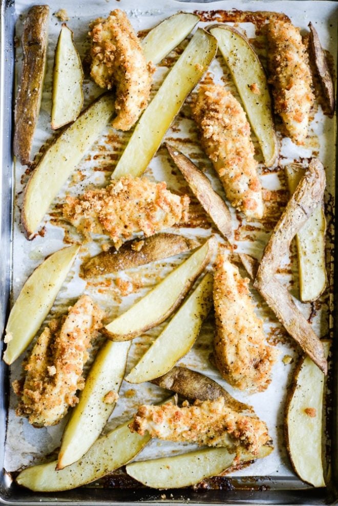 Sheet Pan Chicken Fingers & Fries