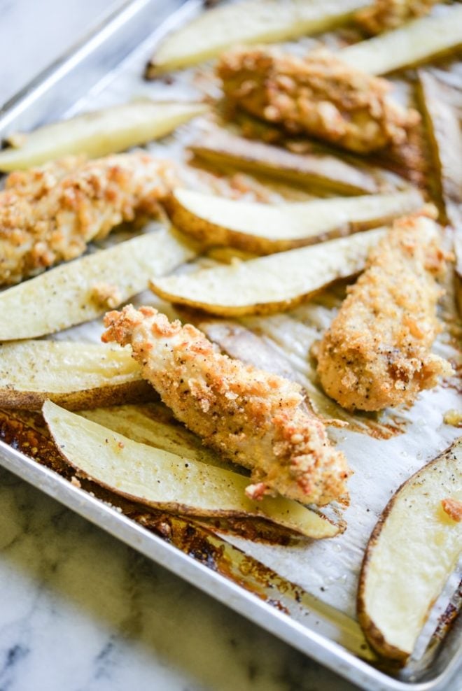 Sheet Pan Chicken Fingers & Fries