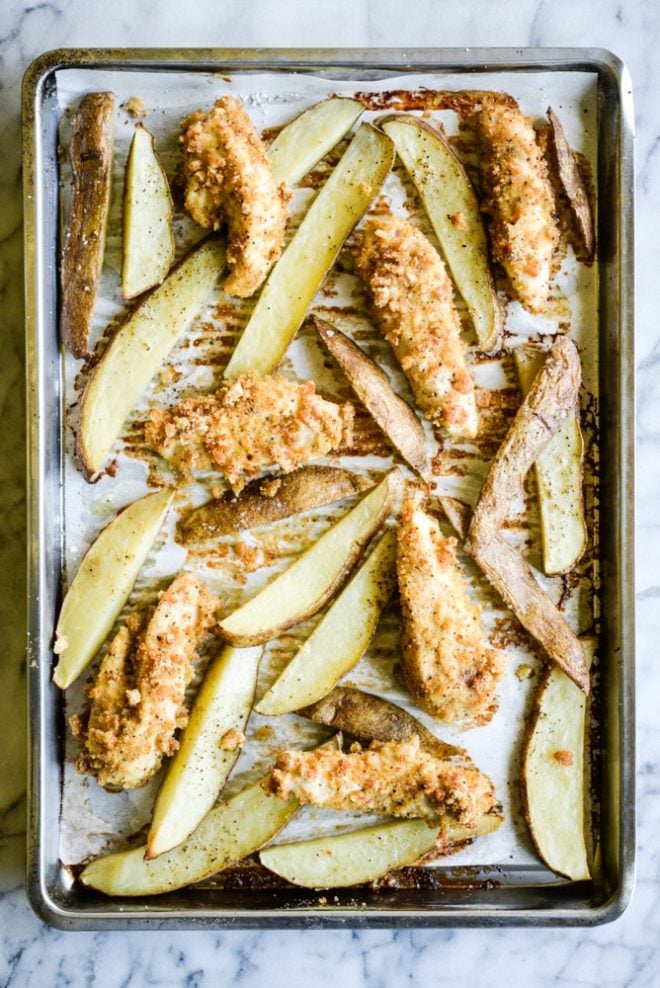 Sheet Pan Chicken Fingers & Fries