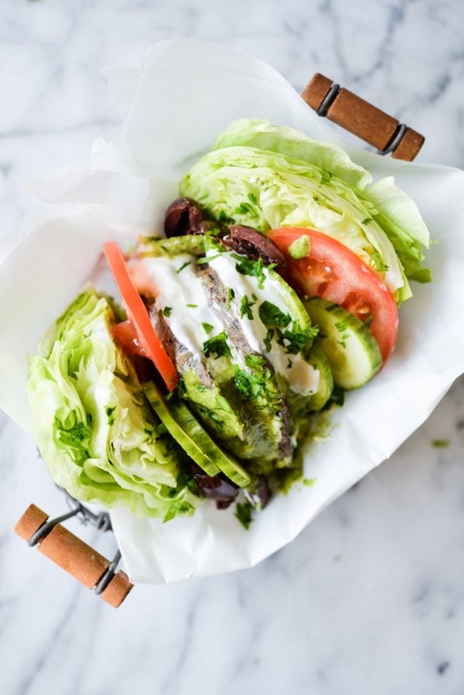 greek burger lettuce wraps with mediterranean chimichurri