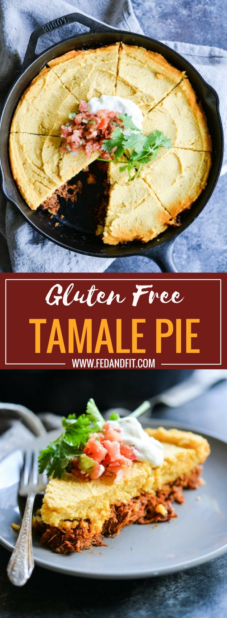 This easy tamale pie is made with a traditional pork filling and masa topping. It is the perfect flavorful casserole alternative to spending hours making traditional tamales!