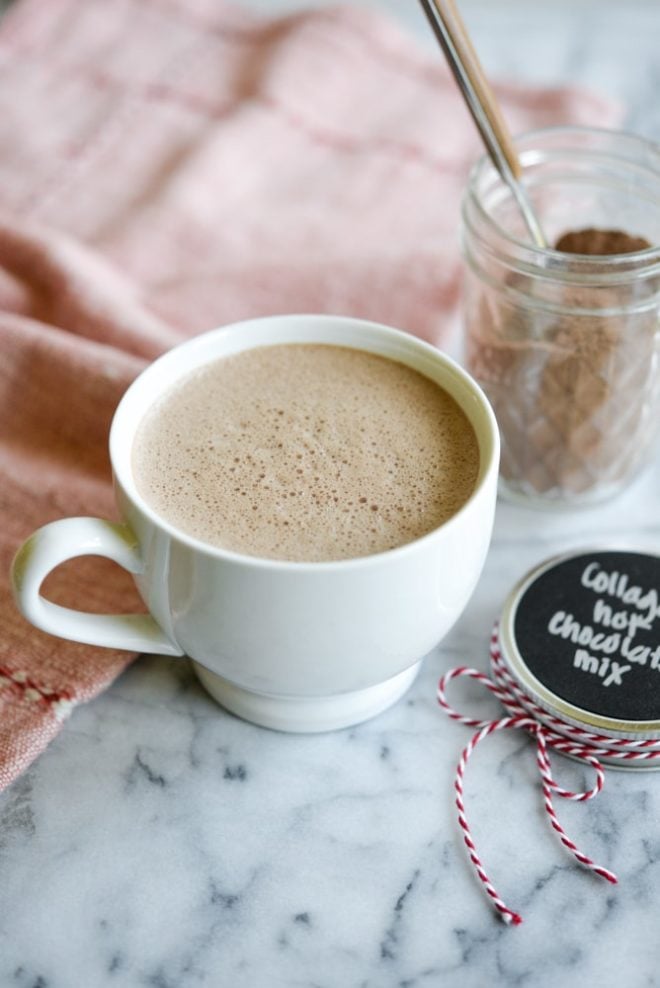 This collagen hot chocolate mix is perfect for holiday gifting, easy to put together, and totally Paleo friendly and dairy free!