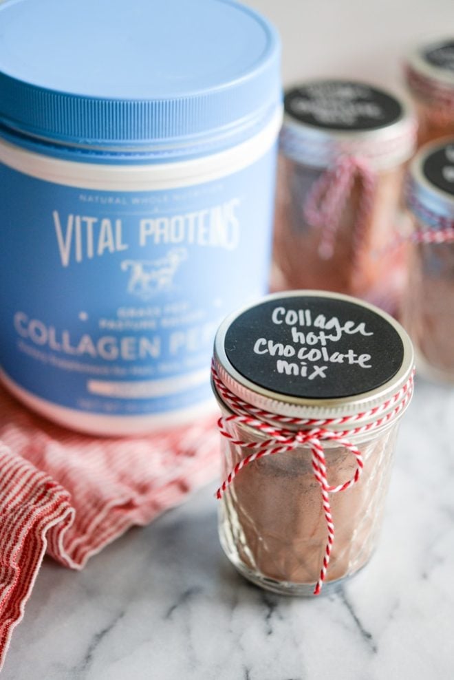 This collagen hot chocolate mix is perfect for holiday gifting, easy to put together, and totally Paleo friendly and dairy free!