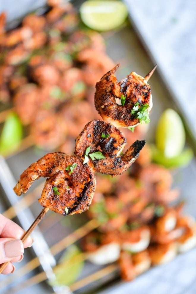 blackened shrimp skewers