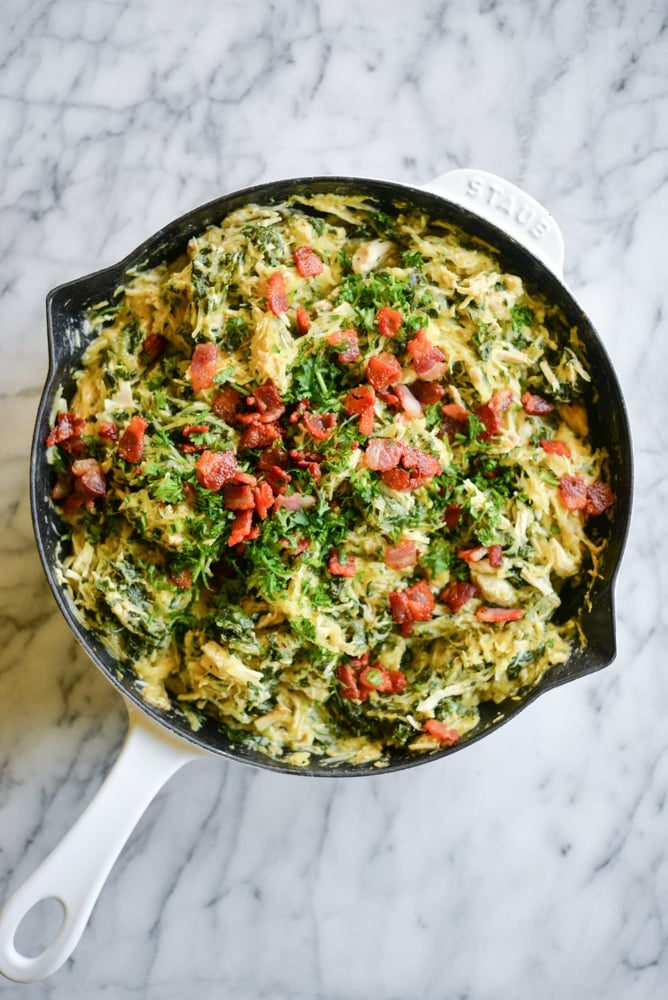 chicken carbonara spaghetti squash casserole - thanksgiving leftover recipes