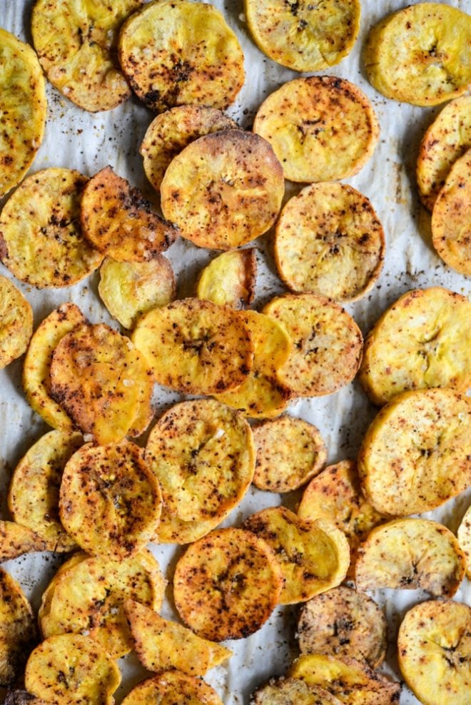 Chili Lime Oven Baked Plantain Chips