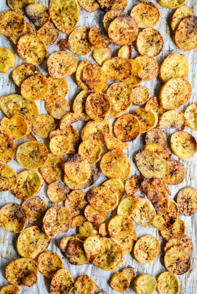 Chili Lime Oven Baked Plantain Chips