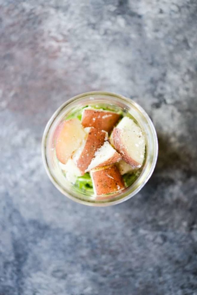 Smoked herring mason jar salads