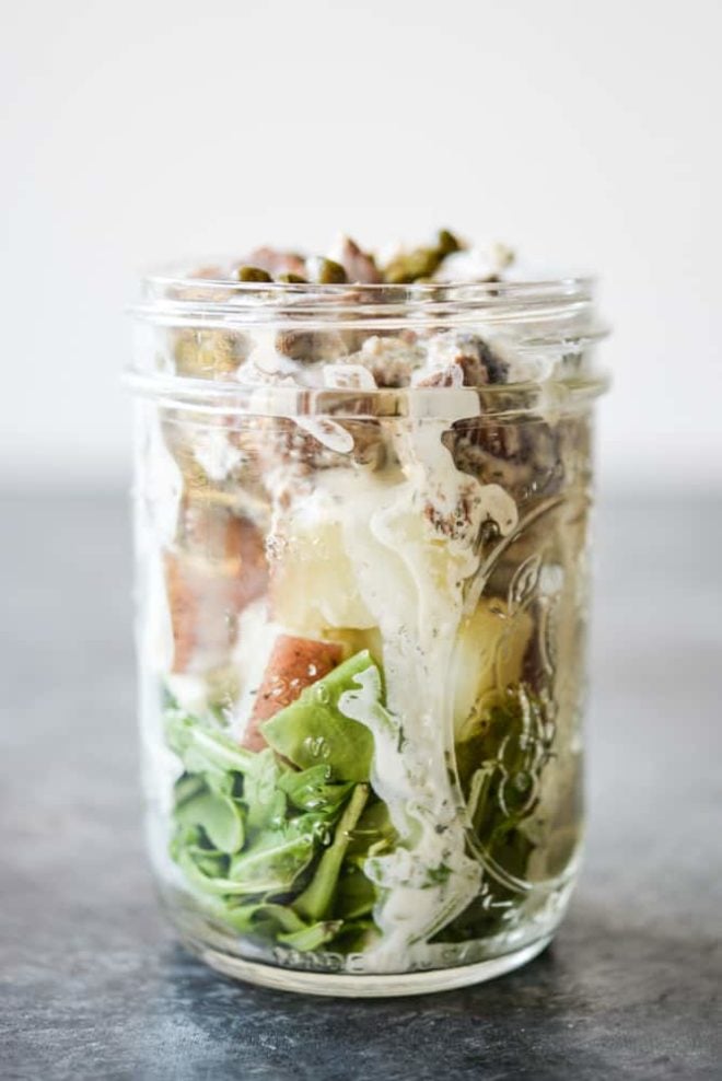 Smoked herring mason jar salads