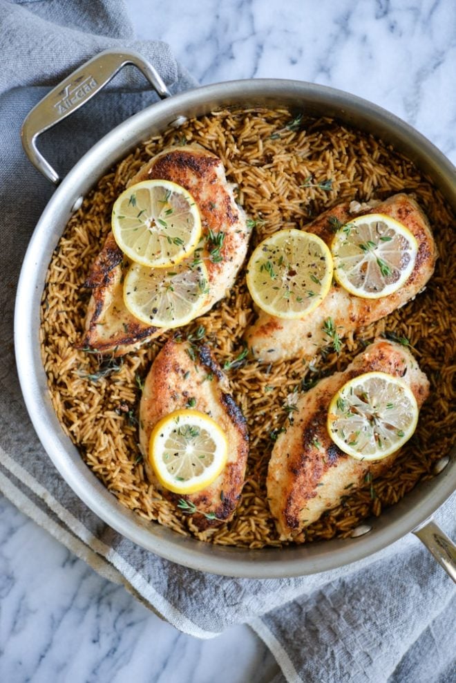 lemon chicken and rice skillet