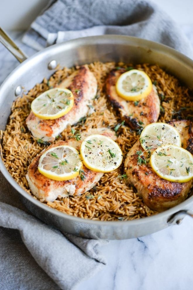 lemon chicken and rice skillet