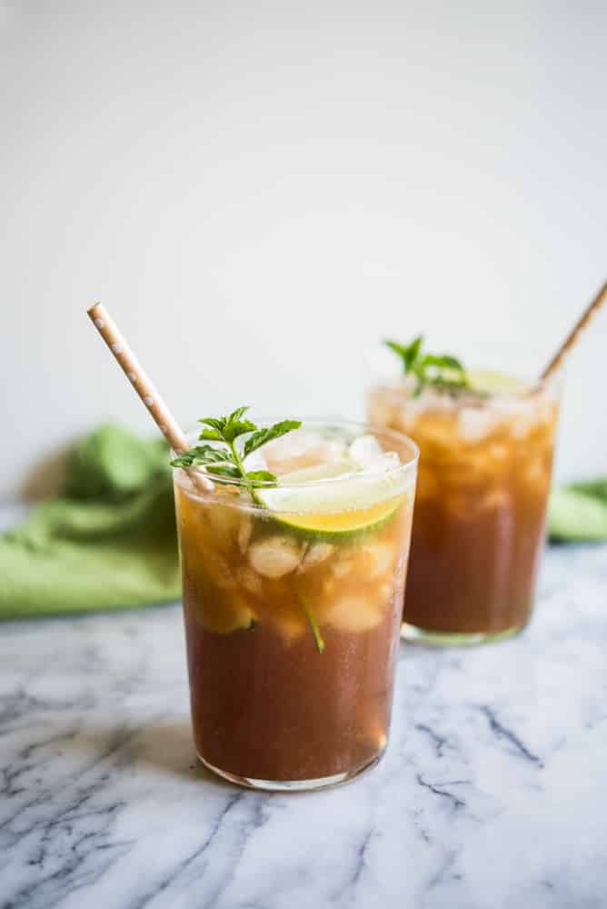 texas iced tea with mint simple syrup 