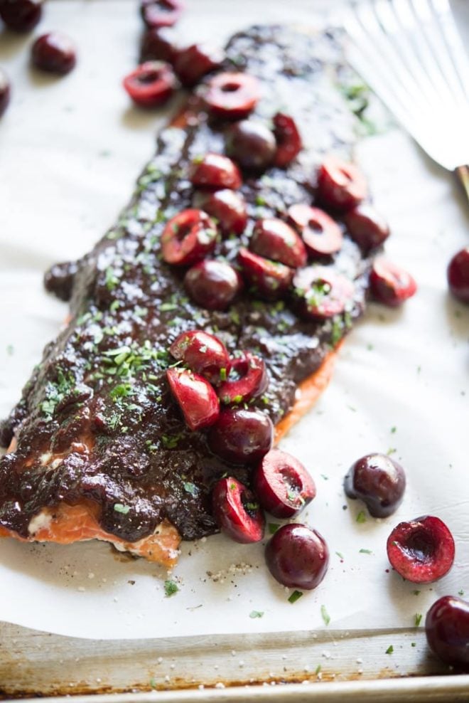 Salmon with Sweet Cherry BBQ Sauce