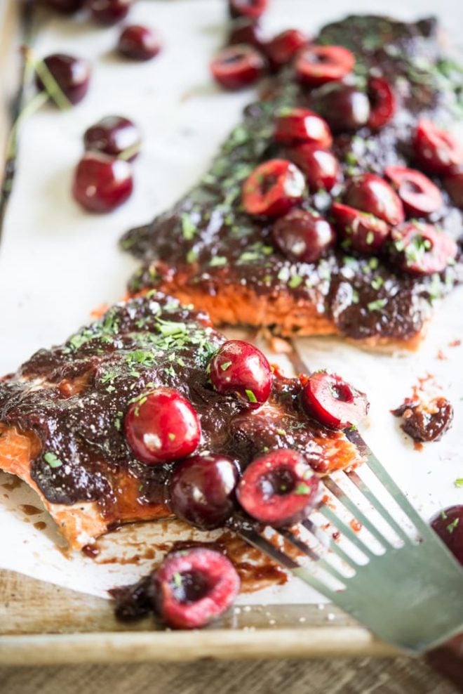 Salmon with Sweet Cherry BBQ Sauce