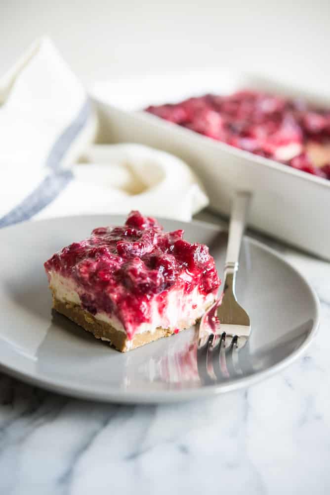 No-Bake Cranberry Cheesecake Bars - Fed & Fit