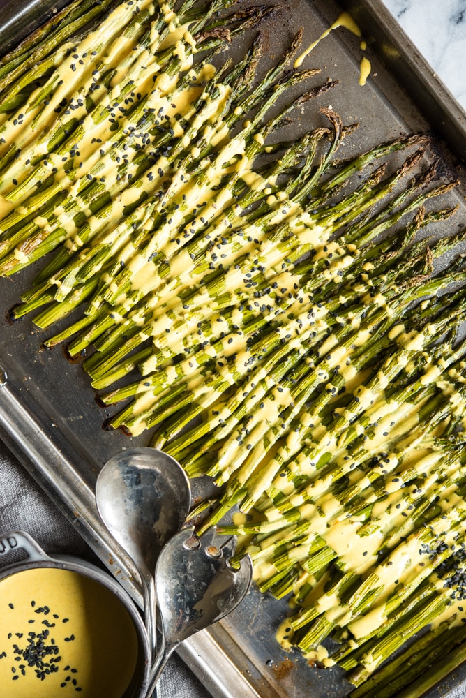 Roasted Asparagus with Lemon Cardamom Sauce