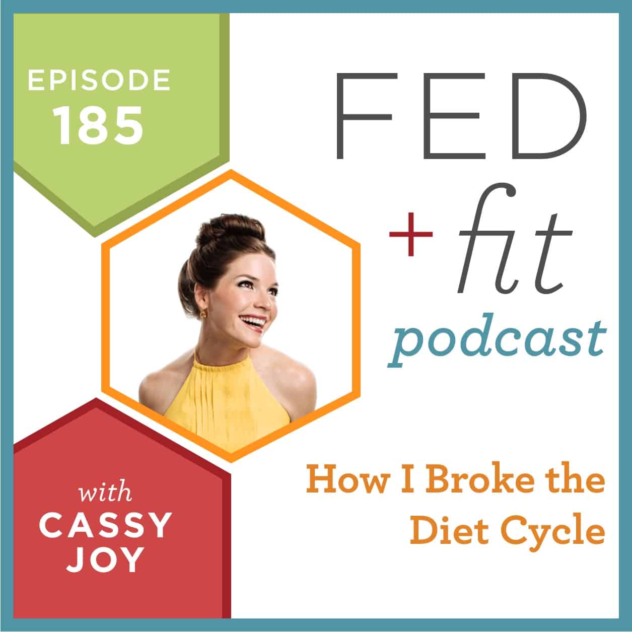 Fed and Fit podcast graphic, episode 185 How I broke the diet cycle with Cassy Joy
