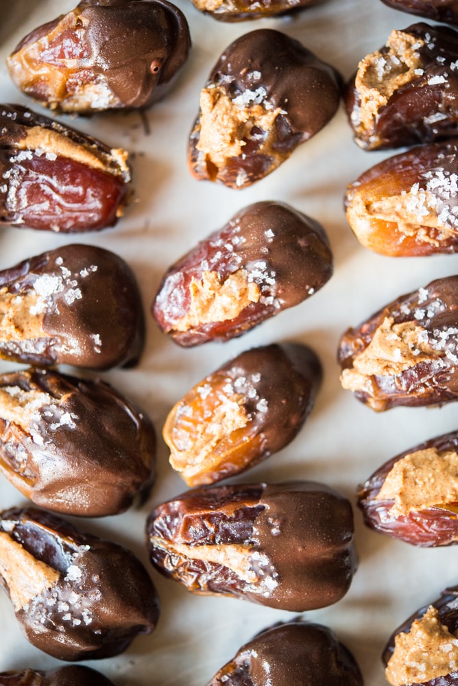 Dark chocolate almond butter dates