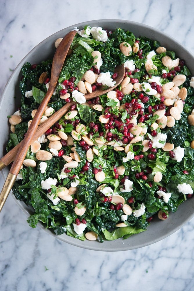 Winter chopped kale and pomegranate salad
