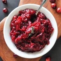 overhead view of easy homemade paleo cranberry sauce