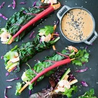 Thai Chard Shrimp Wraps with Peanut Sauce