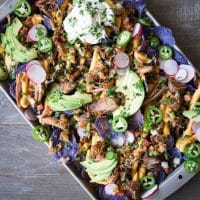 loaded carnitas trash can lid nachos