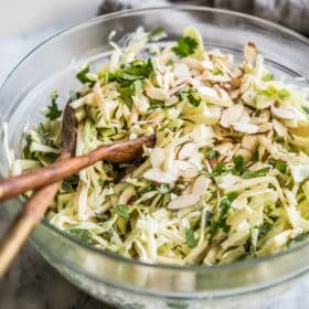 creamy green apple coleslaw in a bowl